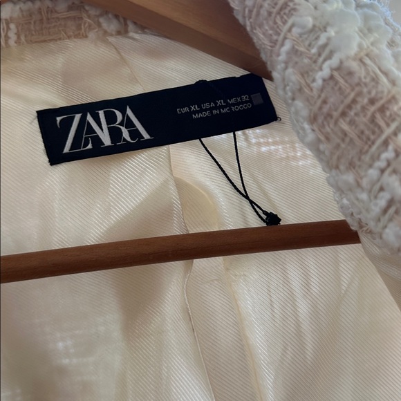 Zara Cream Tweed Blazer Jacket - Picture 5 of 8
